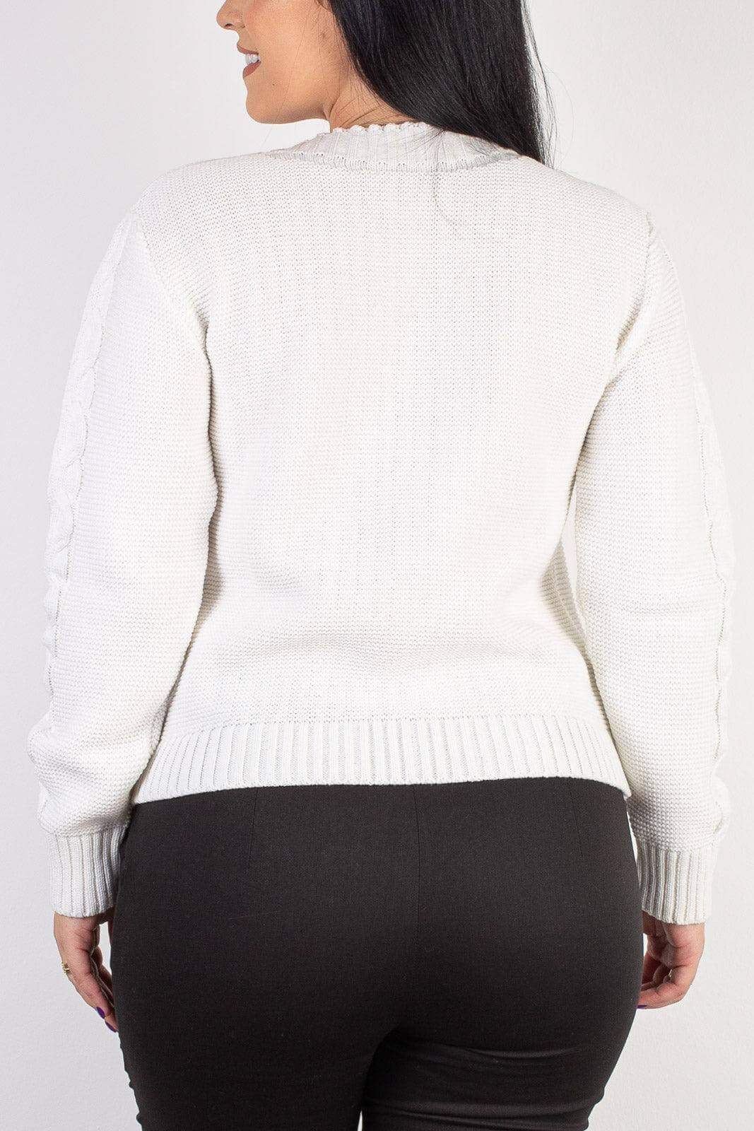 Blusão de tricô feminino com tranças 60008 - Enluaze