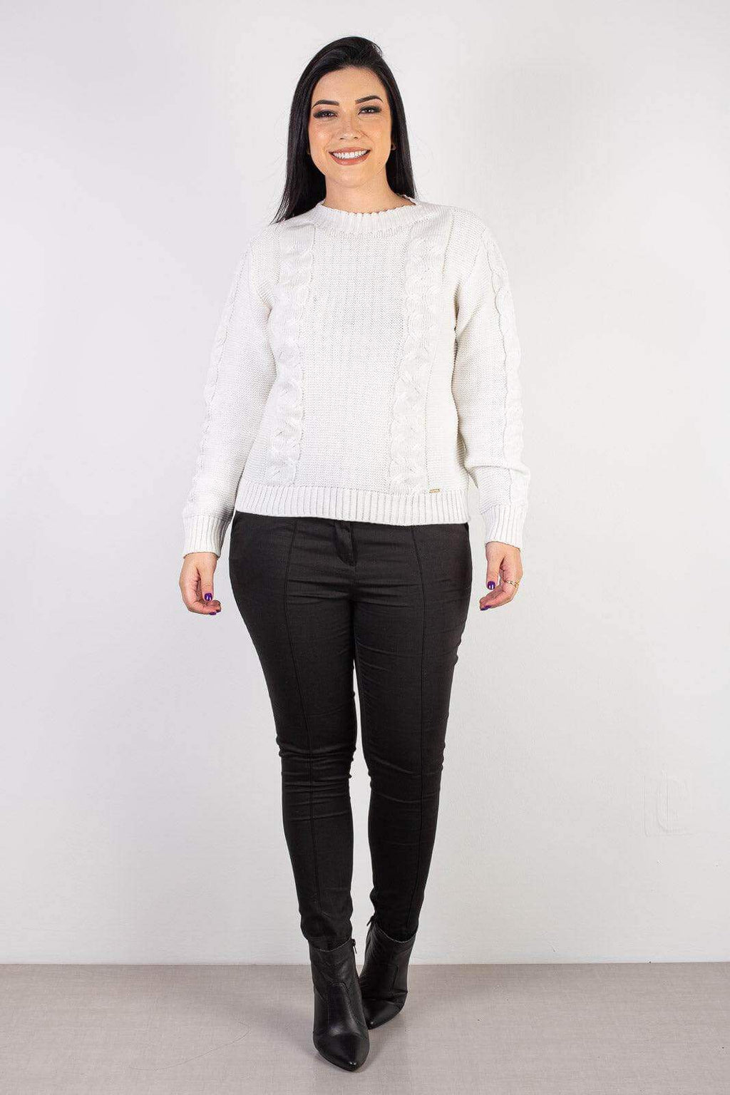 Blusão de tricô feminino com tranças 60008 - Enluaze