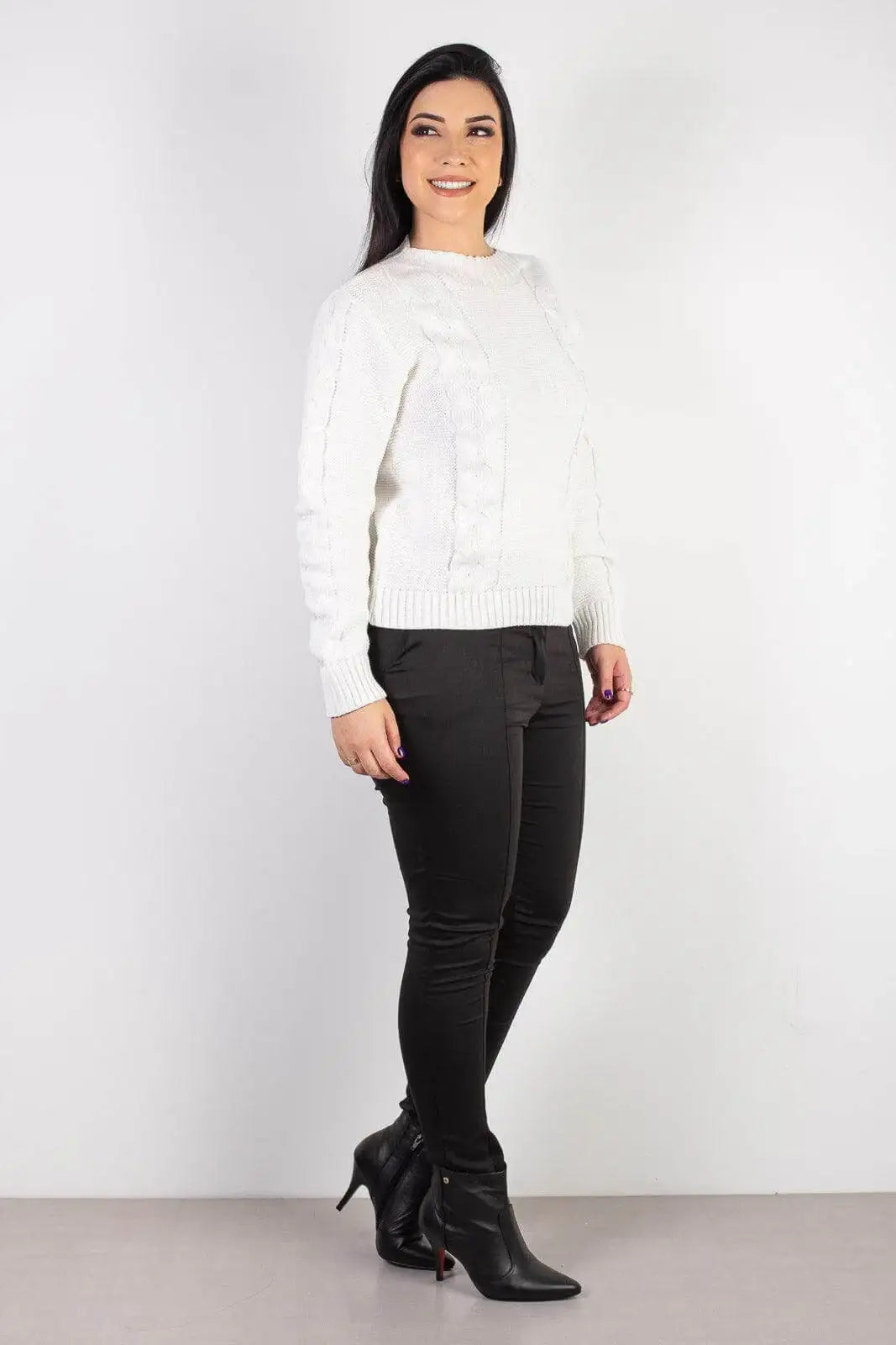 Blusão de tricô feminino com tranças 60008 - Enluaze