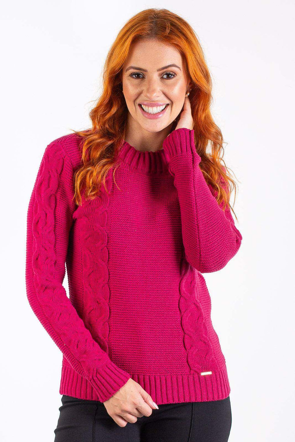 Blusão de tricô feminino com tranças 60008 - Enluaze