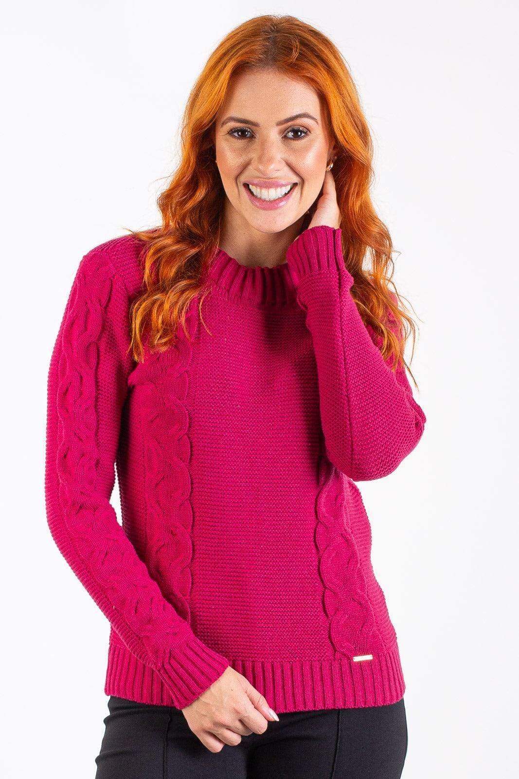 Blusão de tricô feminino com tranças 60008 - Enluaze