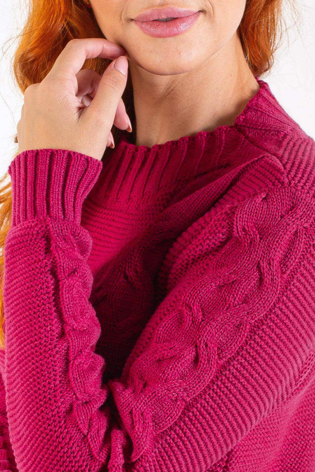 Blusão de tricô feminino com tranças 60008 - Enluaze