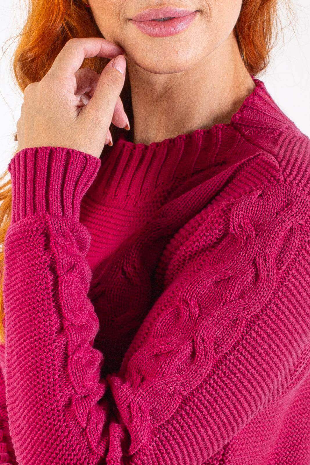 Blusão de tricô feminino com tranças 60008 - Enluaze