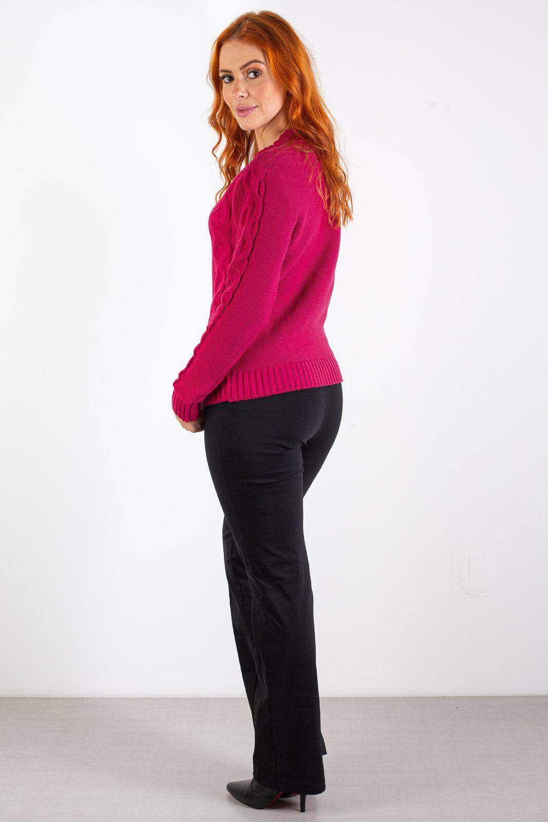 Blusão de tricô feminino com tranças 60008 - Enluaze