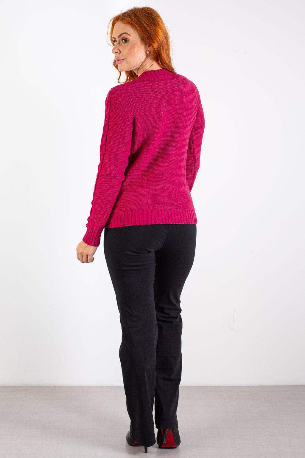 Blusão de tricô feminino com tranças 60008 - Enluaze