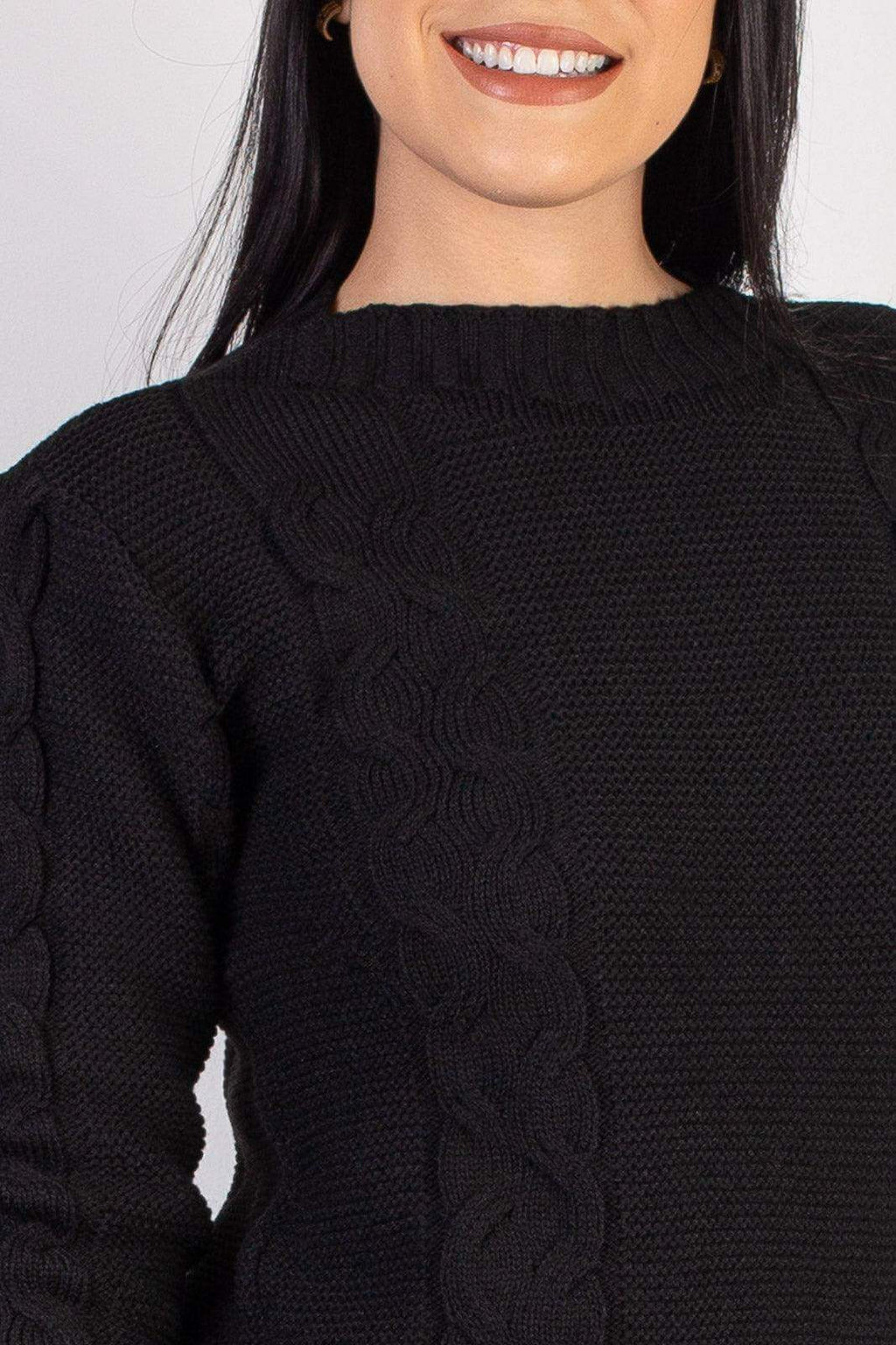 Blusão de tricô feminino com tranças 60008 - Enluaze