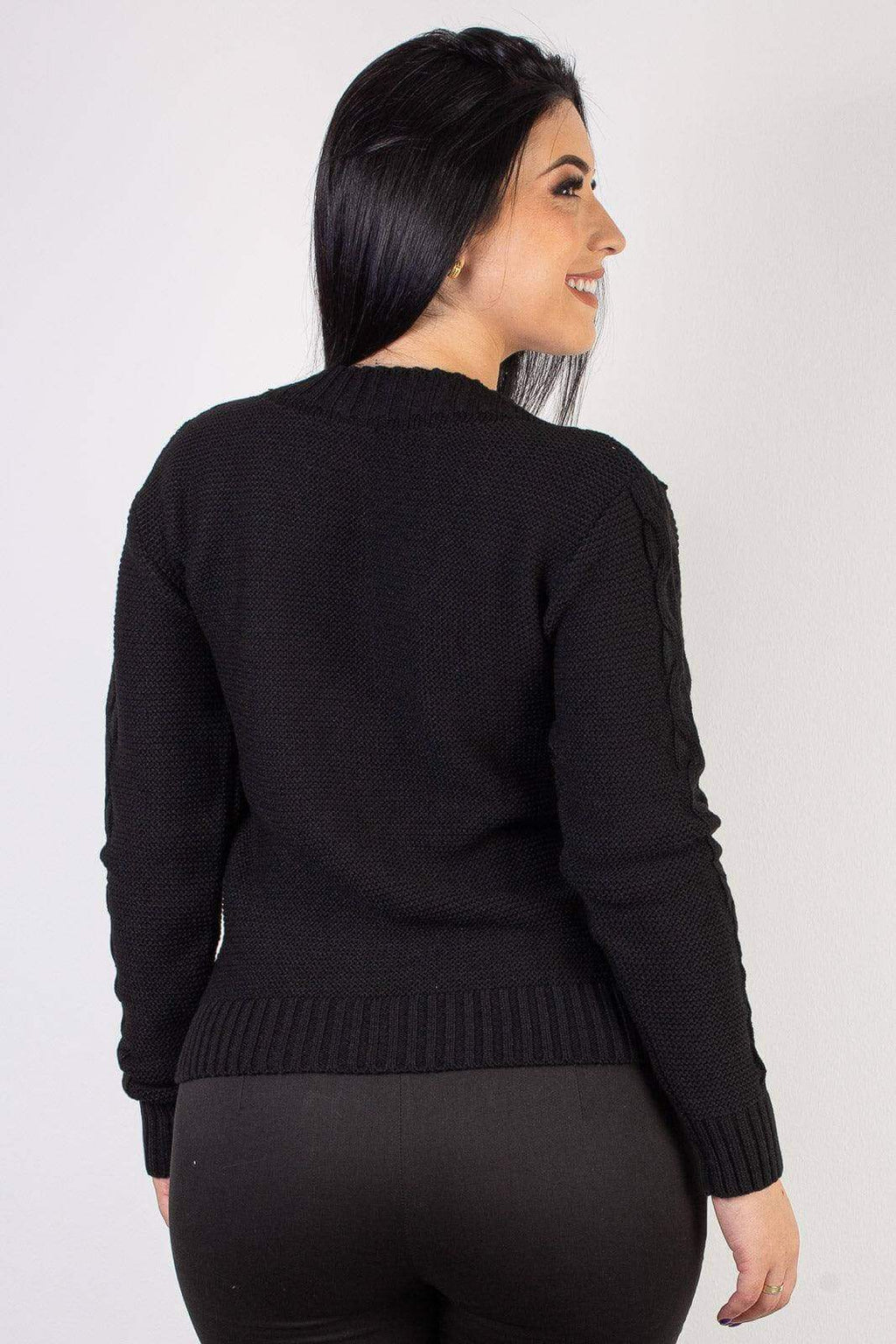 Blusão de tricô feminino com tranças 60008 - Enluaze