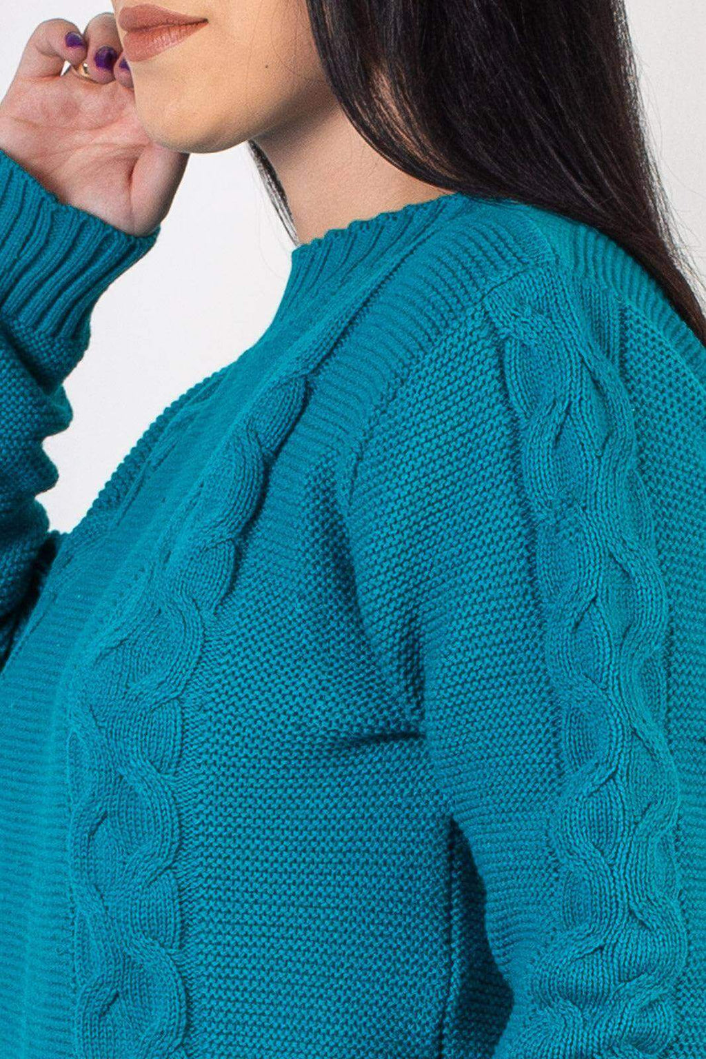 Blusão de tricô feminino com tranças 60008 - Enluaze