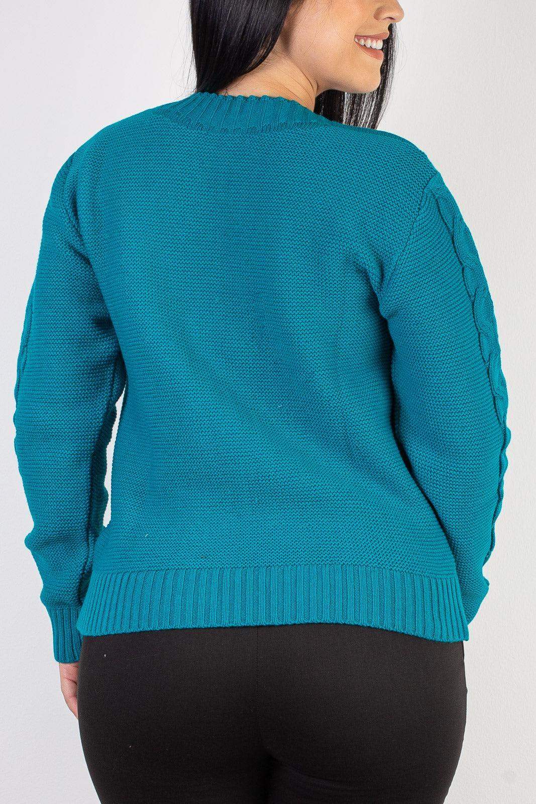 Blusão de tricô feminino com tranças 60008 - Enluaze