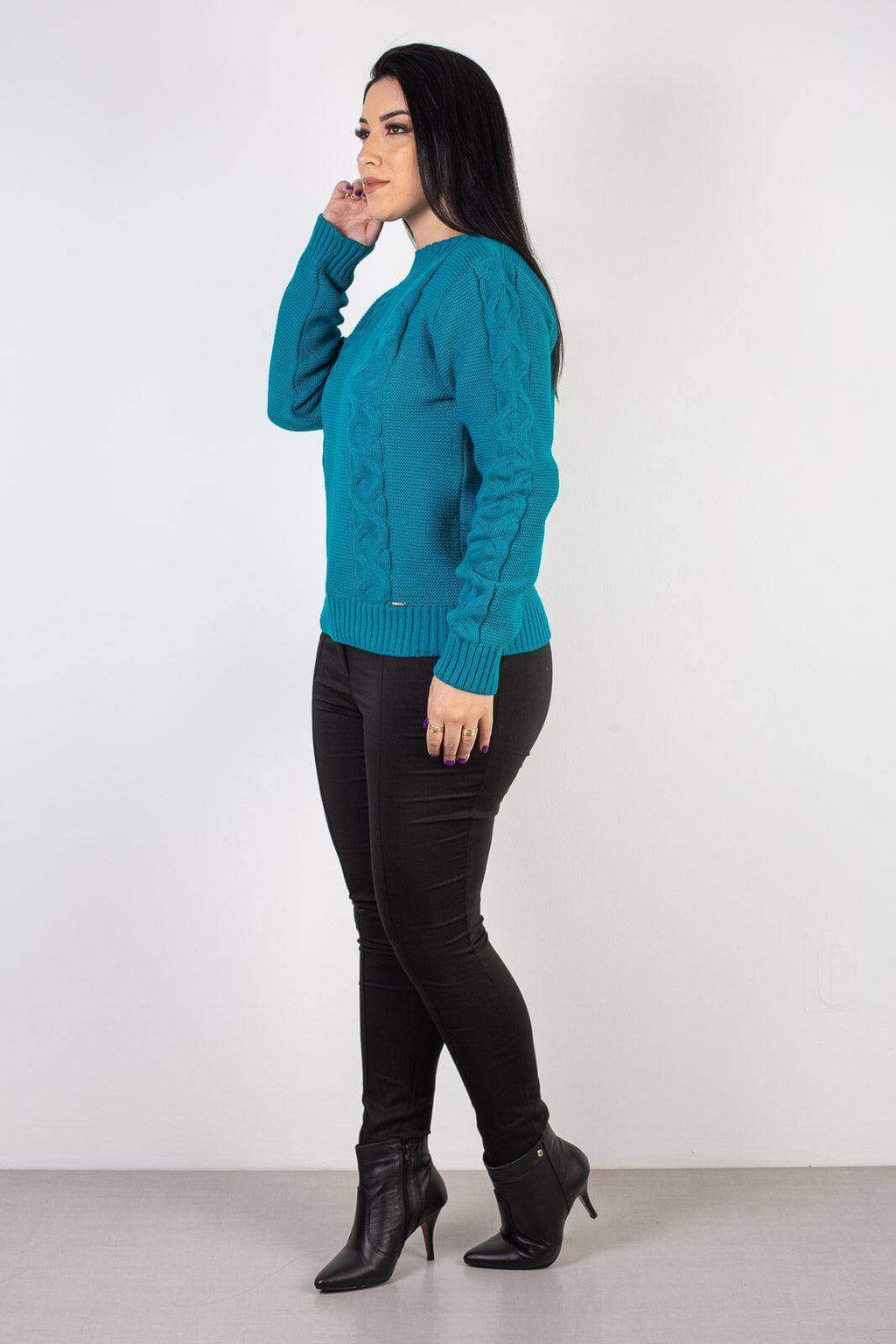 Blusão de tricô feminino com tranças 60008 - Enluaze