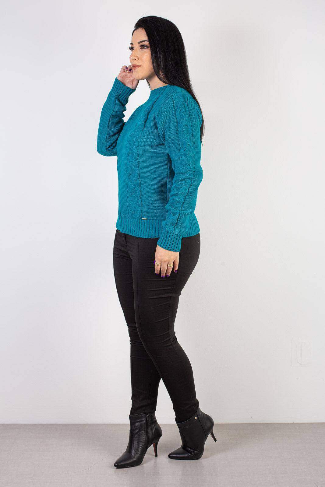 Blusão de tricô feminino com tranças 60008 - Enluaze