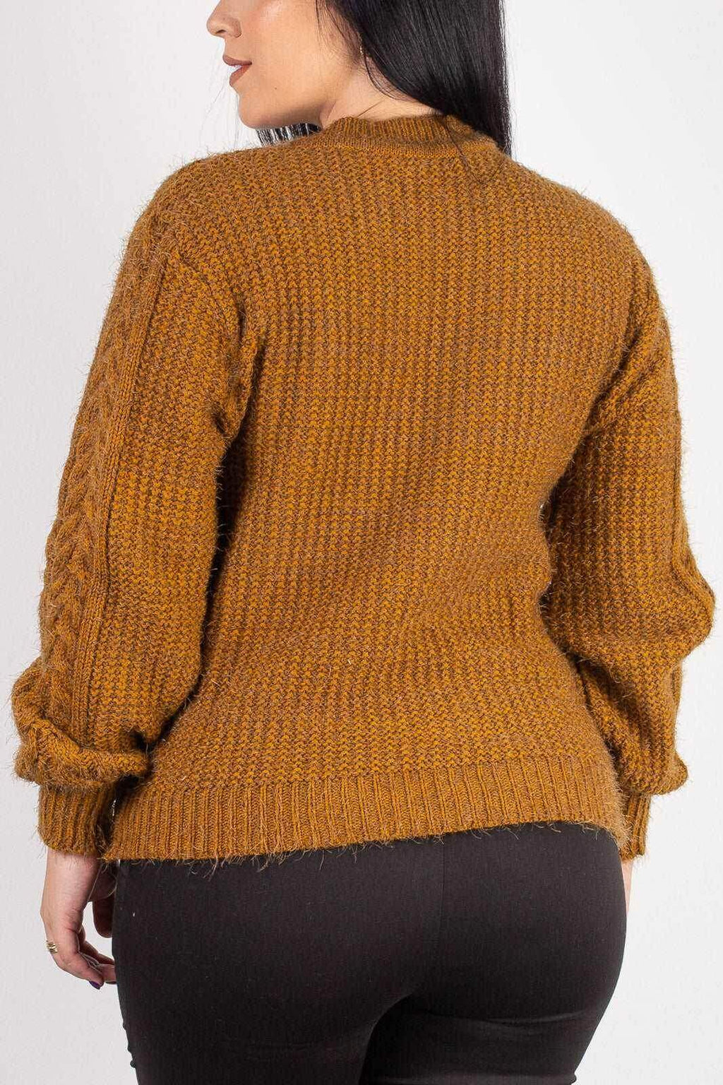 Blusão de tricô feminino gola redonda 60010 - Enluaze