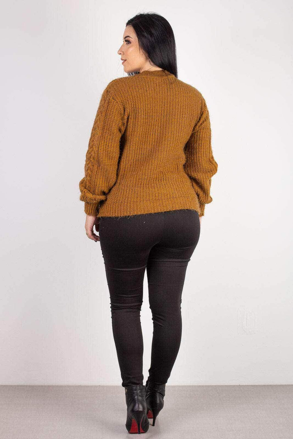 Blusão de tricô feminino gola redonda 60010 - Enluaze