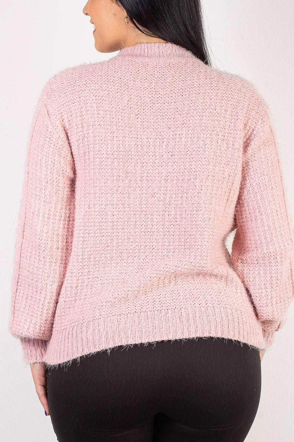 Blusão de tricô feminino gola redonda 60010 - Enluaze