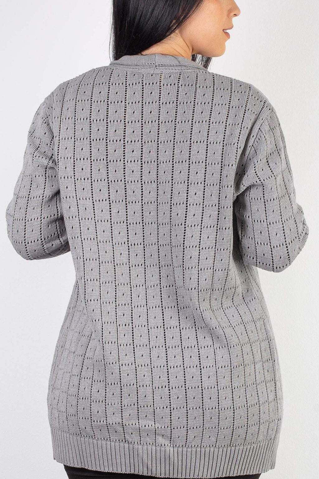 Cardigan alongado de tricô vazado 60011 - Enluaze