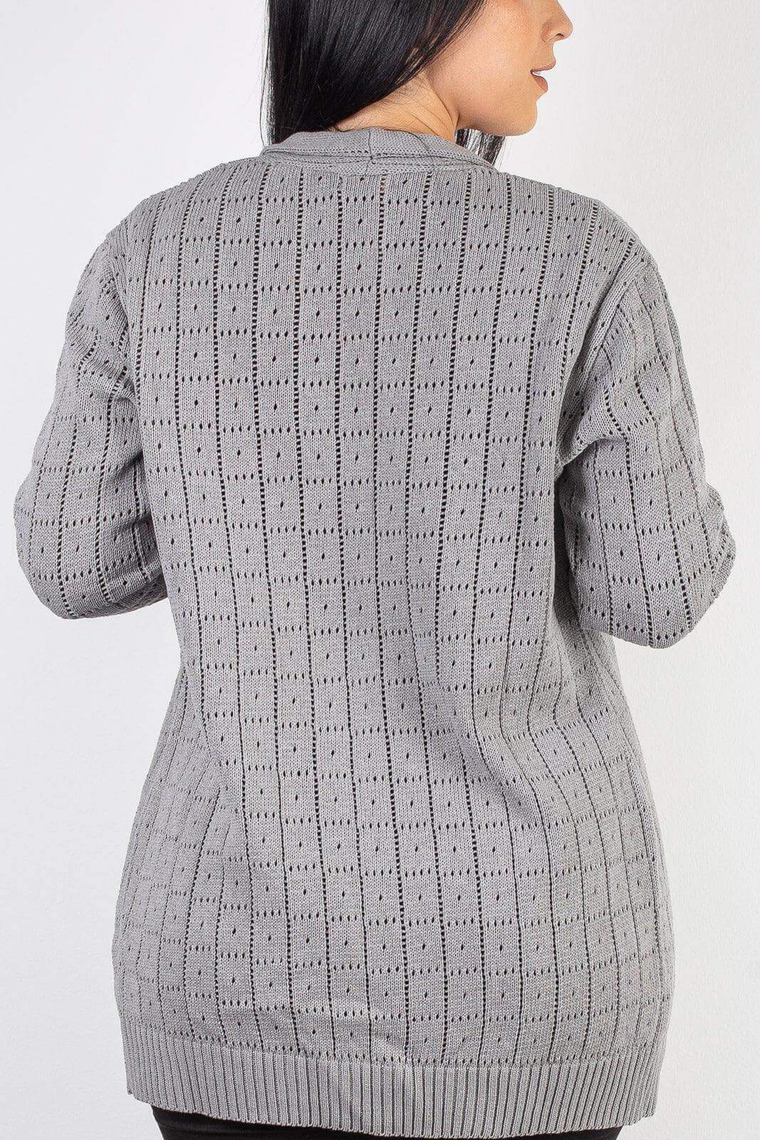 Cardigan alongado de tricô vazado 60011 - Enluaze