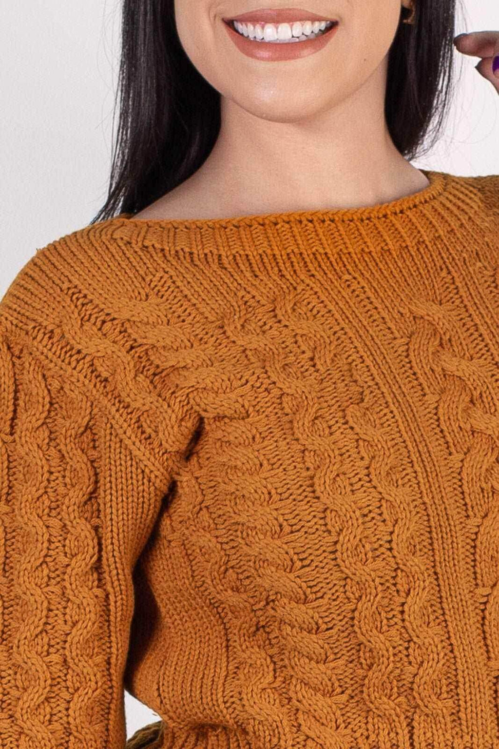 Blusa feminina de tricô gola canoa 60016 - Enluaze