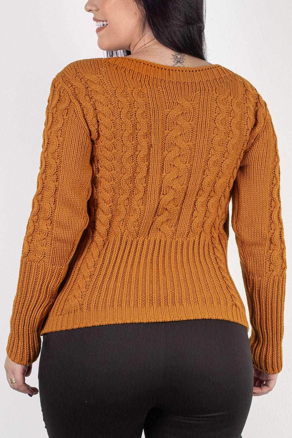 Blusa feminina de tricô gola canoa 60016 - Enluaze