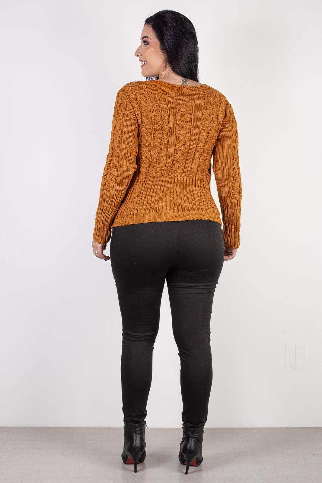 Blusa feminina de tricô gola canoa 60016 - Enluaze