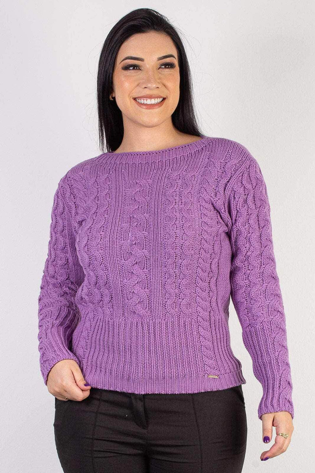 Blusa feminina de tricô gola canoa 60016 - Enluaze