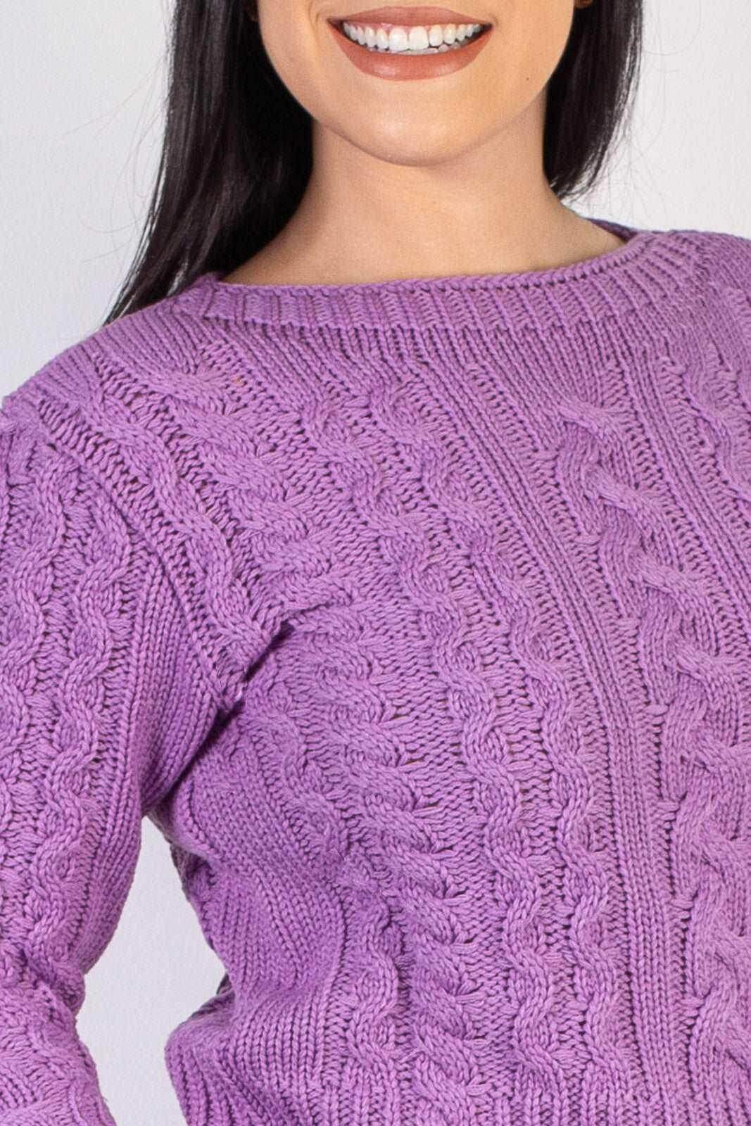 Blusa feminina de tricô gola canoa 60016 - Enluaze