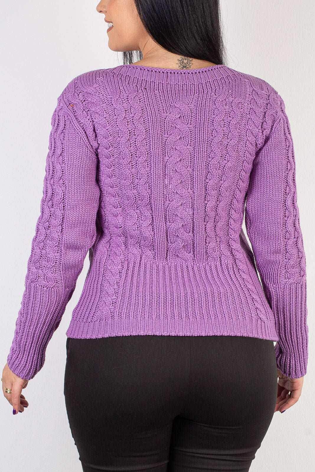 Blusa feminina de tricô gola canoa 60016 - Enluaze