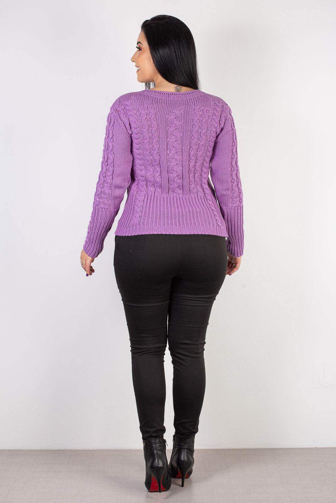 Blusa feminina de tricô gola canoa 60016 - Enluaze