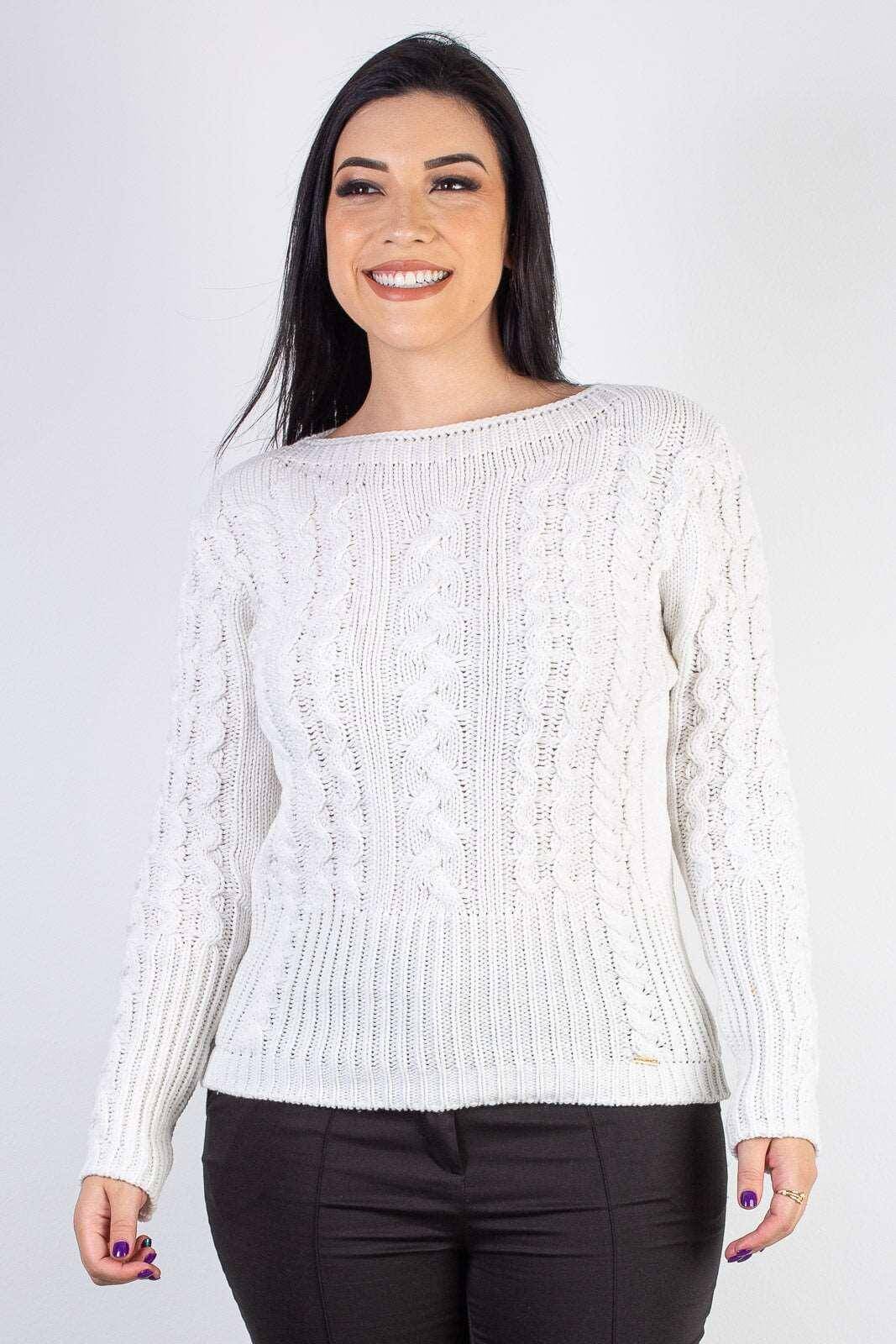 Blusa feminina de tricô gola canoa 60016 - Enluaze