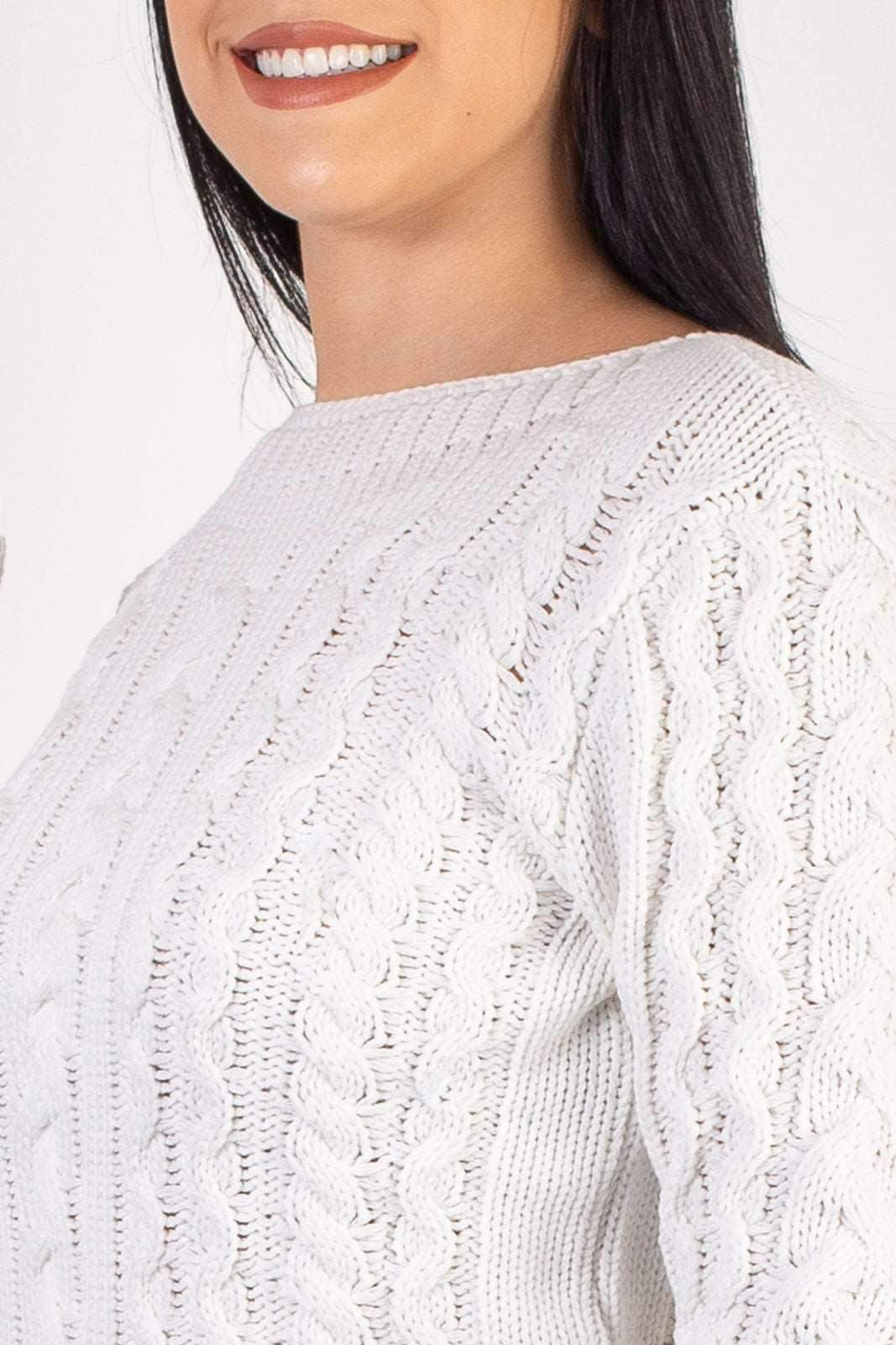 Blusa feminina de tricô gola canoa 60016 - Enluaze