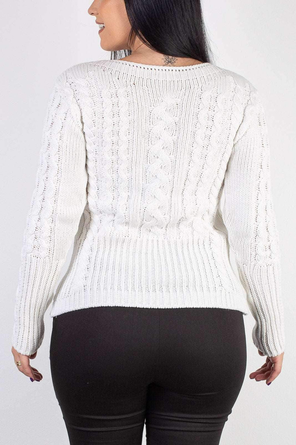 Blusa feminina de tricô gola canoa 60016 - Enluaze