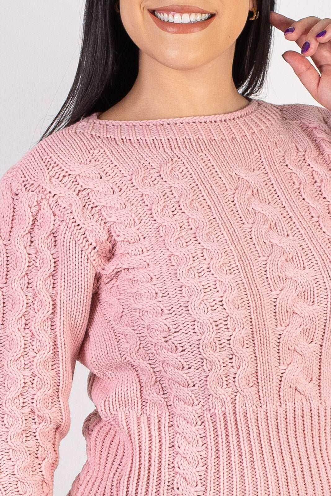 Blusa feminina de tricô gola canoa 60016 - Enluaze