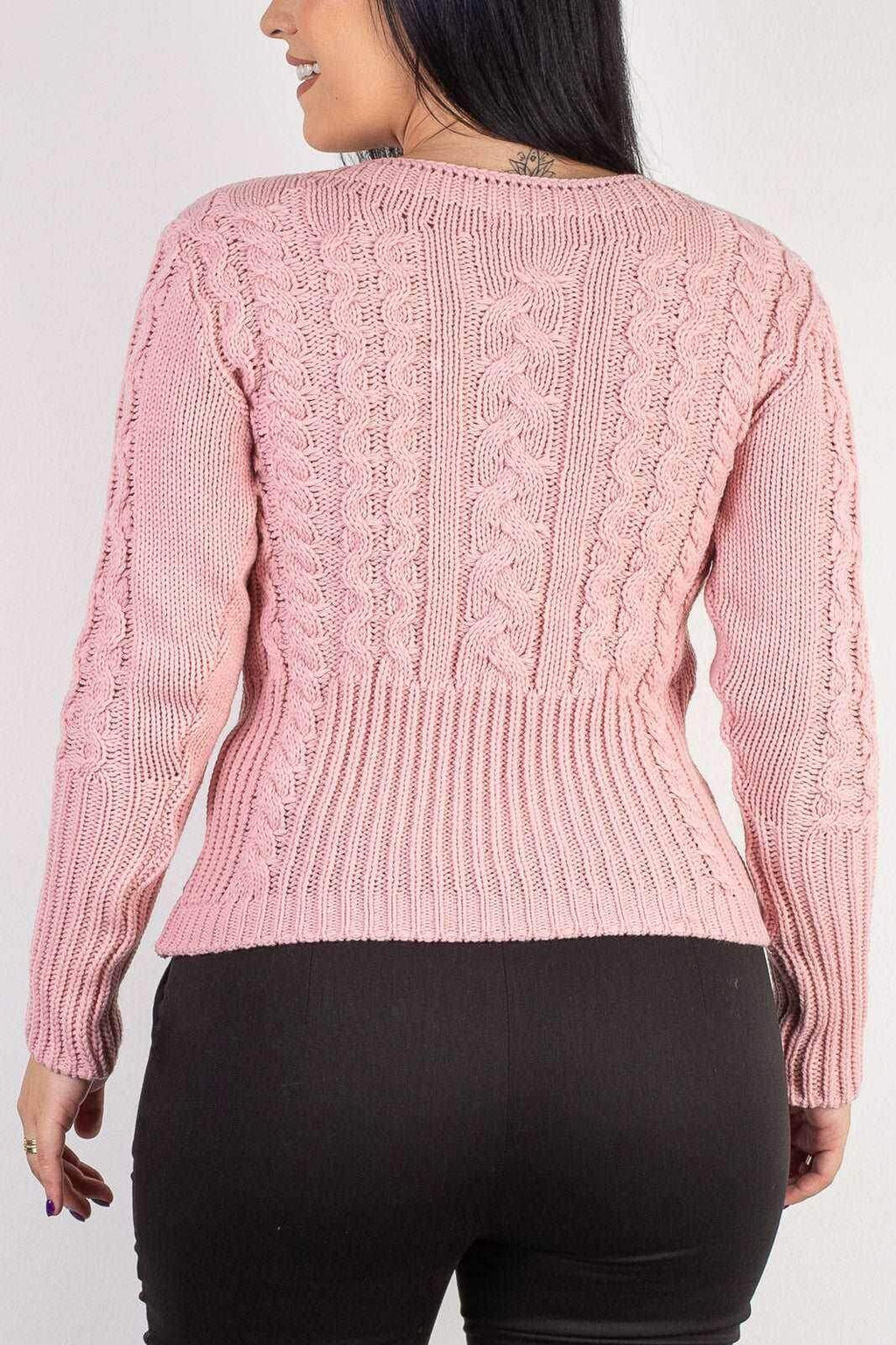 Blusa feminina de tricô gola canoa 60016 - Enluaze