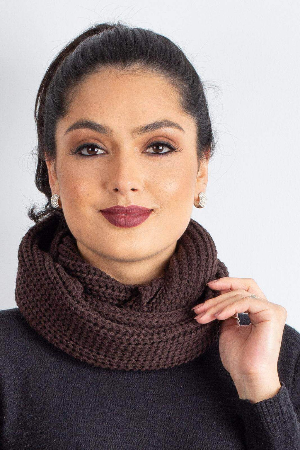Gola cachecol fechado infinito feminino de tricô 60017 - Enluaze