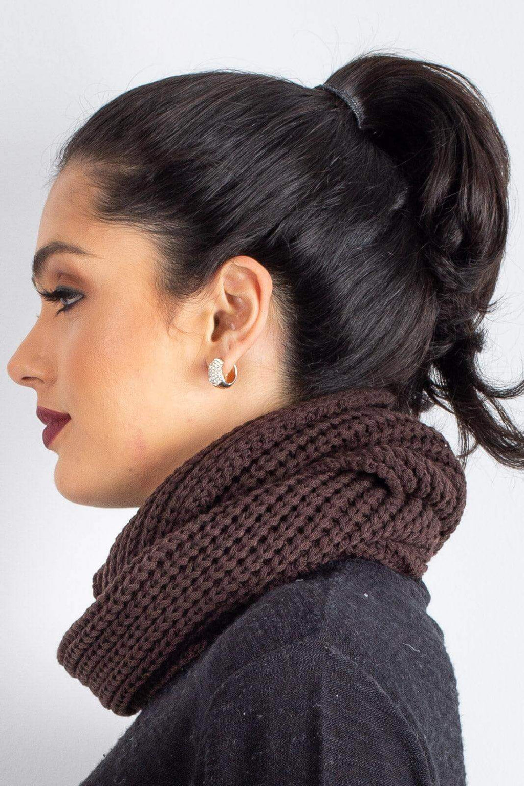 Gola cachecol fechado infinito feminino de tricô 60017 - Enluaze