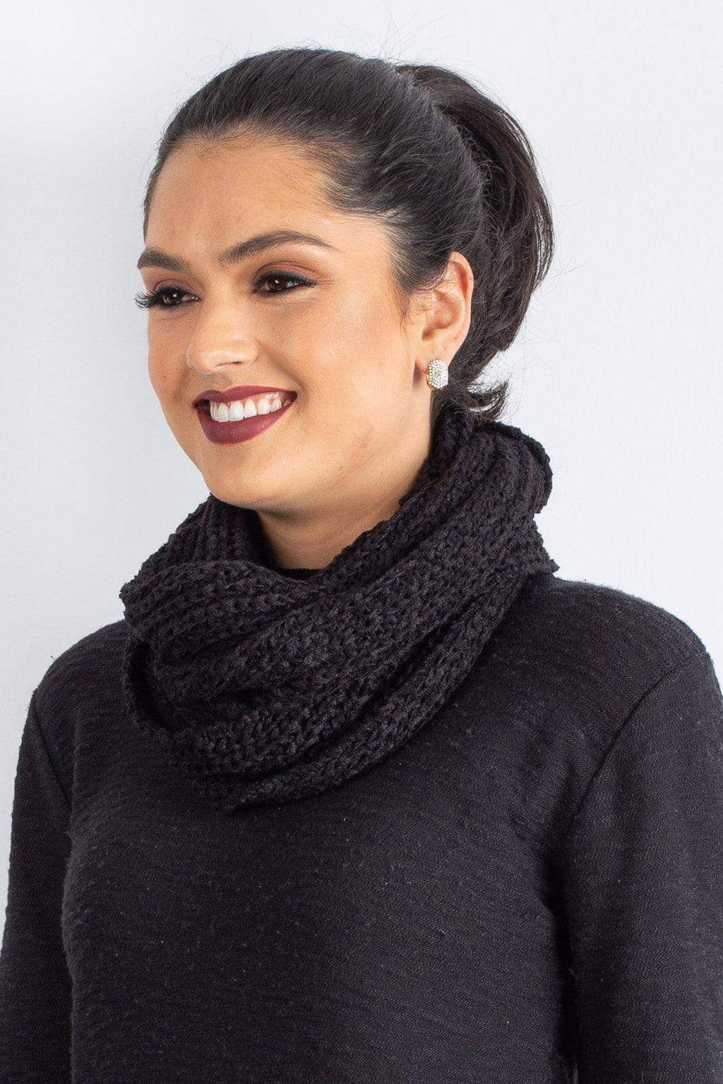 Gola cachecol fechado infinito feminino de tricô 60017 - Enluaze