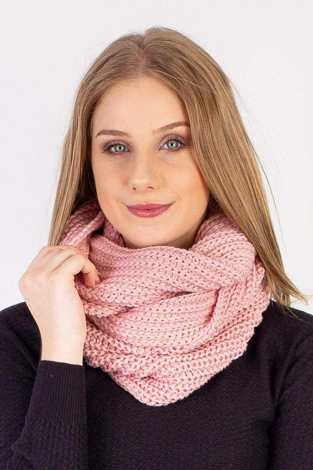 Gola cachecol fechado infinito feminino de tricô 60017 - Enluaze