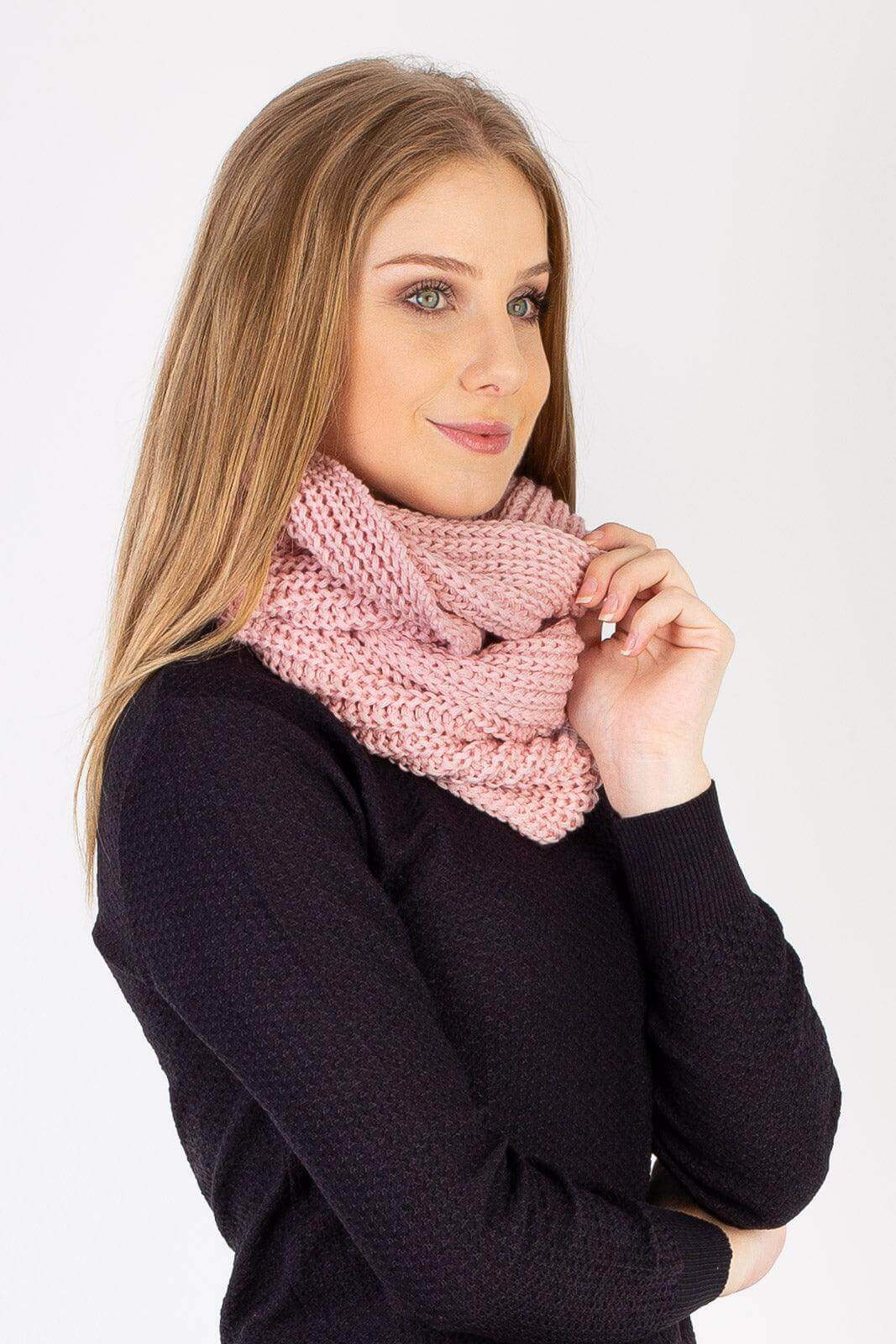 Gola cachecol fechado infinito feminino de tricô 60017 - Enluaze