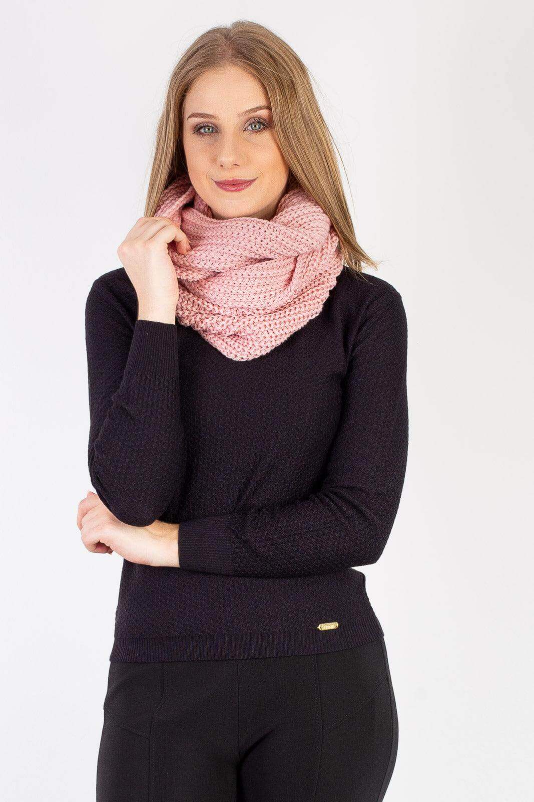 Gola cachecol fechado infinito feminino de tricô 60017 - Enluaze