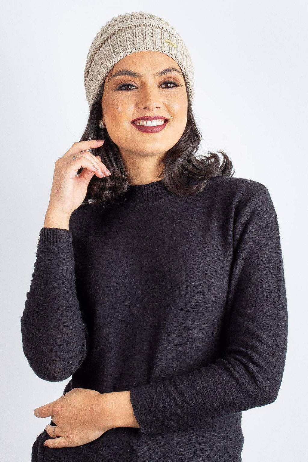 Gorro de tricô inverno feminino 60018 - Enluaze