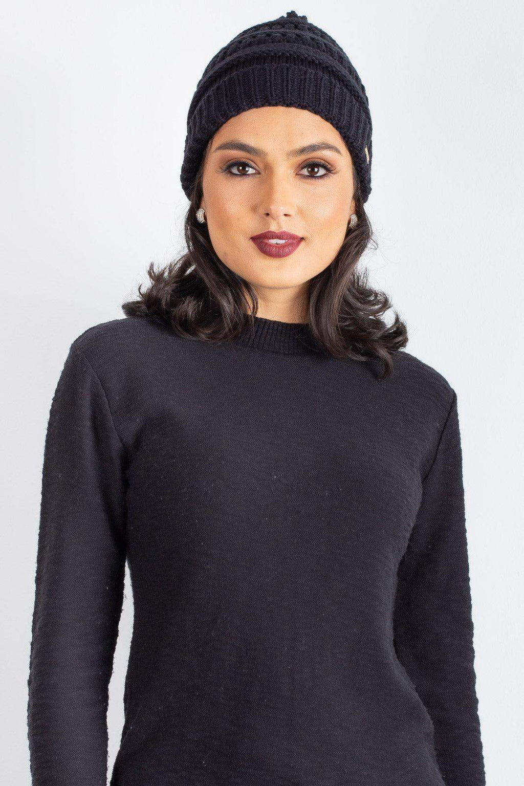 Gorro de tricô inverno feminino 60018 - Enluaze