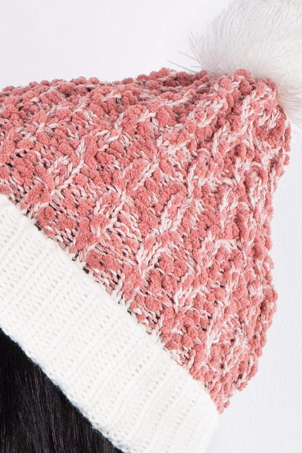 Gorro feminino de tricô inverno com pompom 60020 - Enluaze