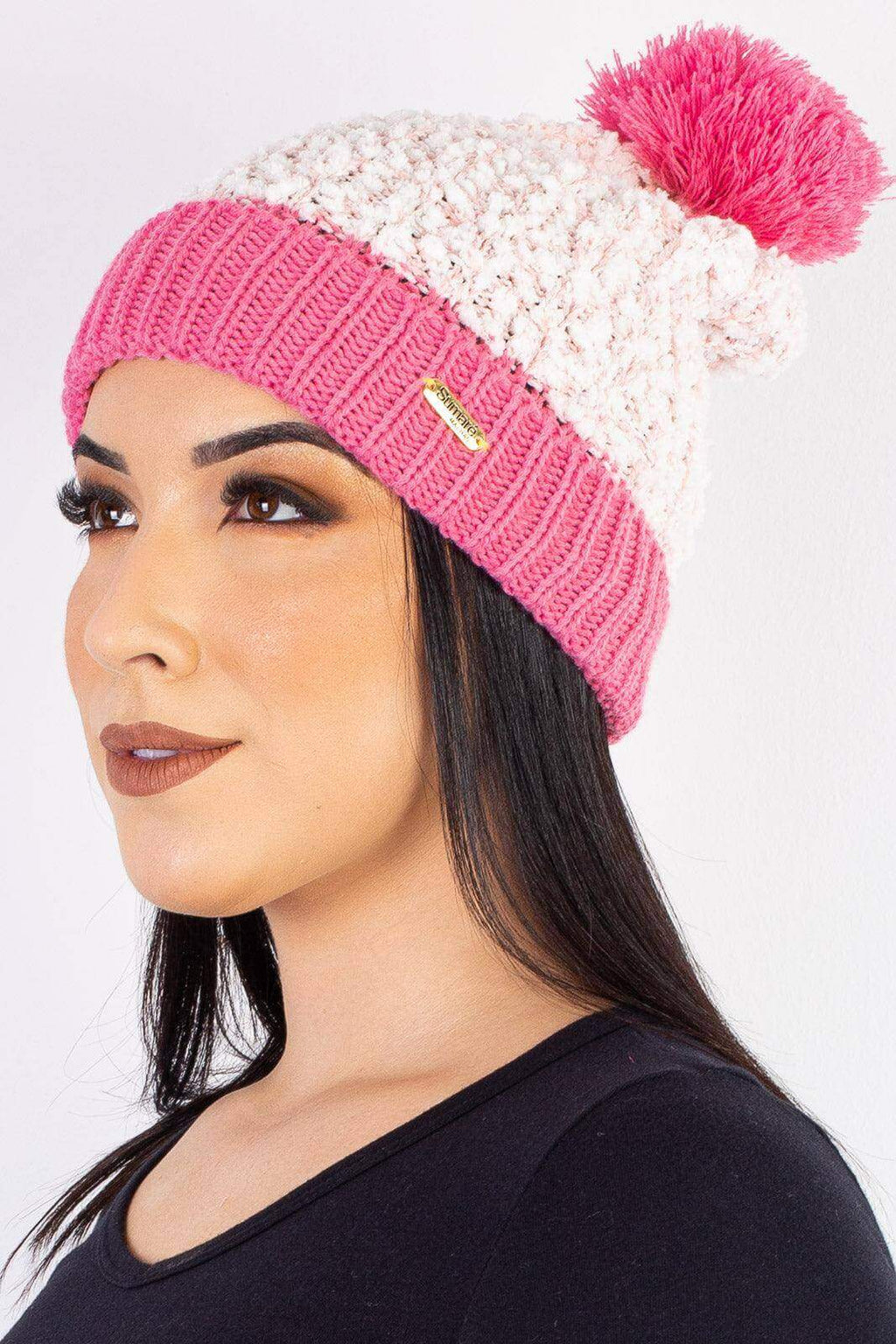 Gorro feminino de tricô inverno com pompom 60020 - Enluaze