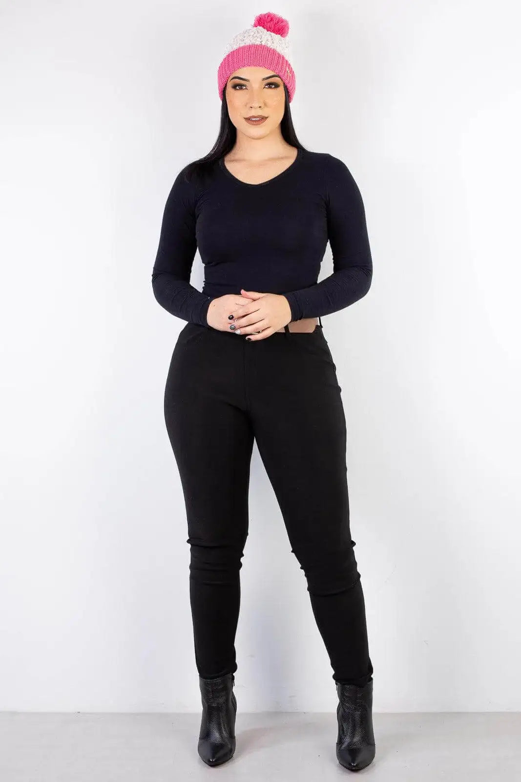 Gorro feminino de tricô inverno com pompom 60020 - Enluaze