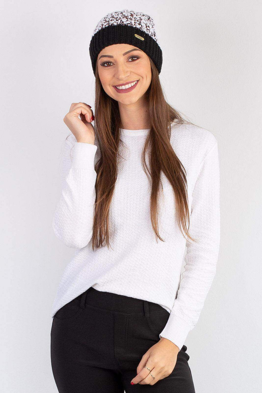 Gorro feminino de tricô inverno com pompom 60020 - Enluaze