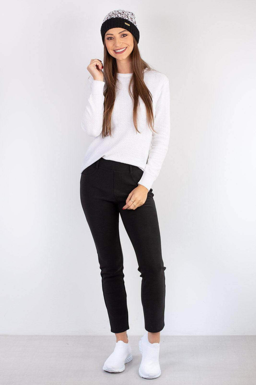 Gorro feminino de tricô inverno com pompom 60020 - Enluaze