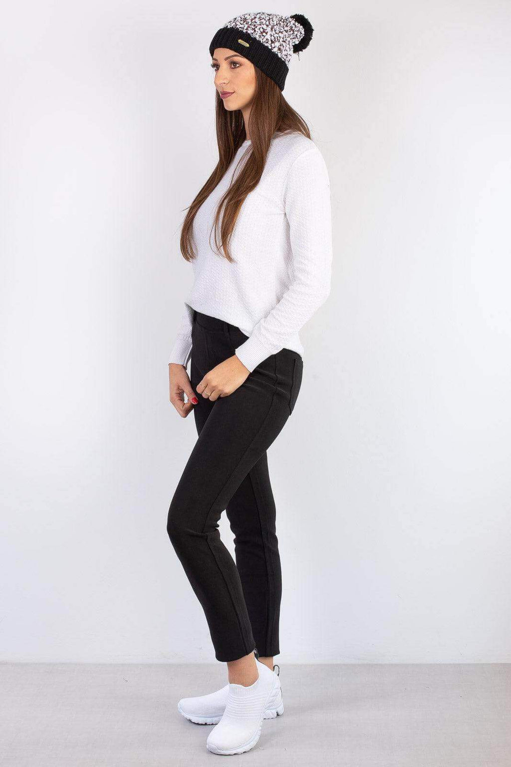 Gorro feminino de tricô inverno com pompom 60020 - Enluaze