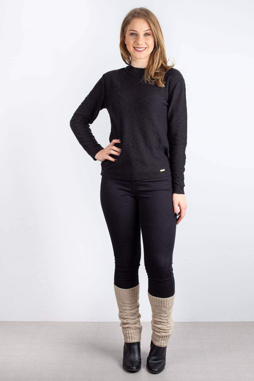 Polaina feminina de malha tricô para inverno - Enluaze