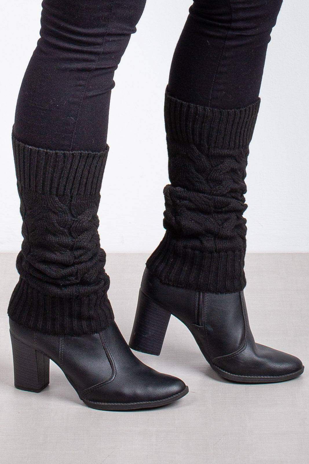 Polaina feminina de malha tricô para inverno - Enluaze