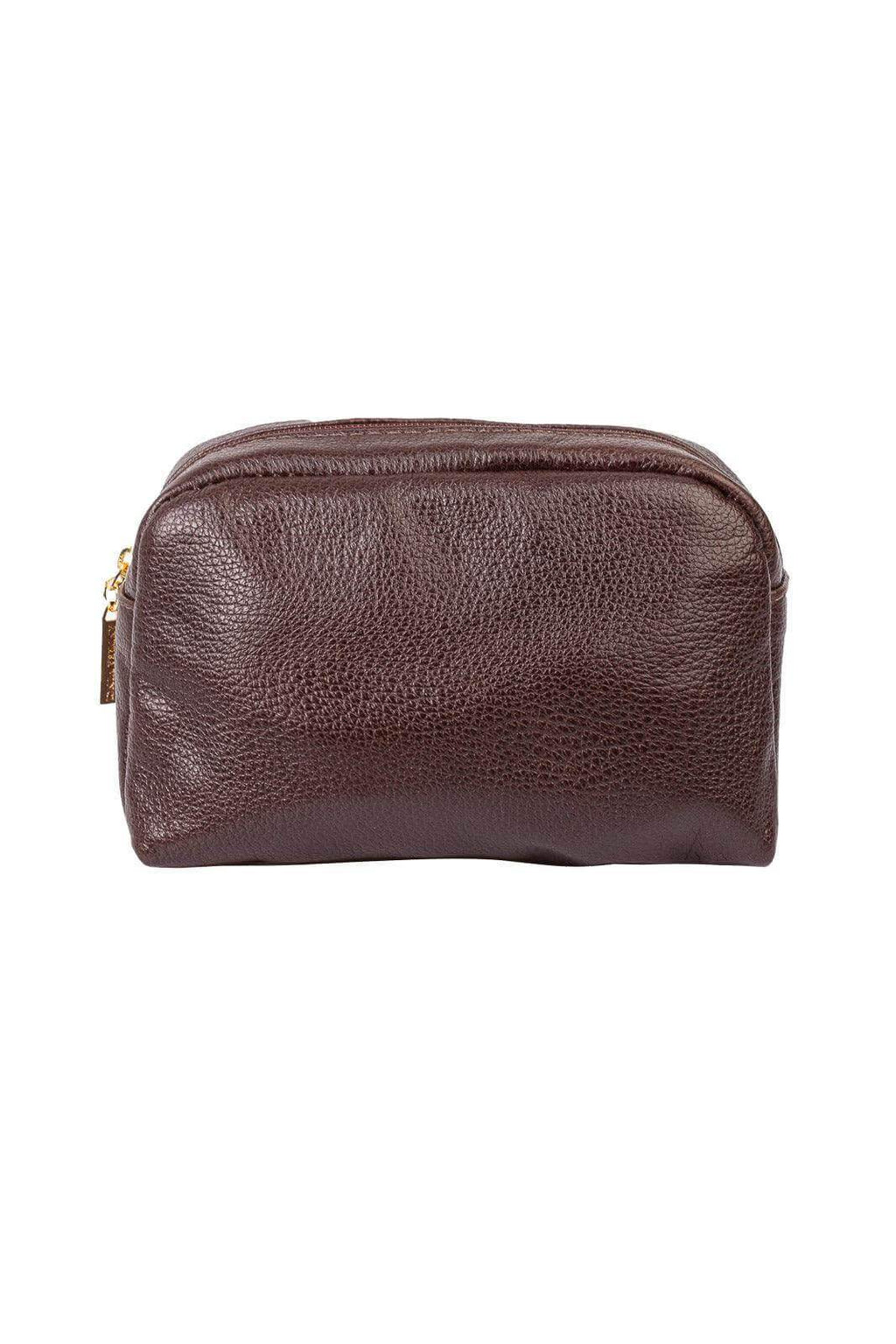 Necessaire de couro liso Dara 14x18x9cm - Enluaze