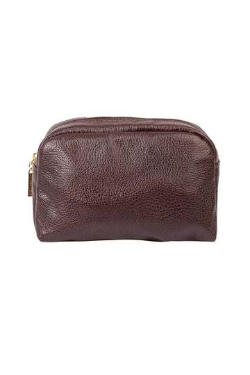 Necessaire pequena de couro liso Dara - Enluaze - Acessórios em Couro e Malhas